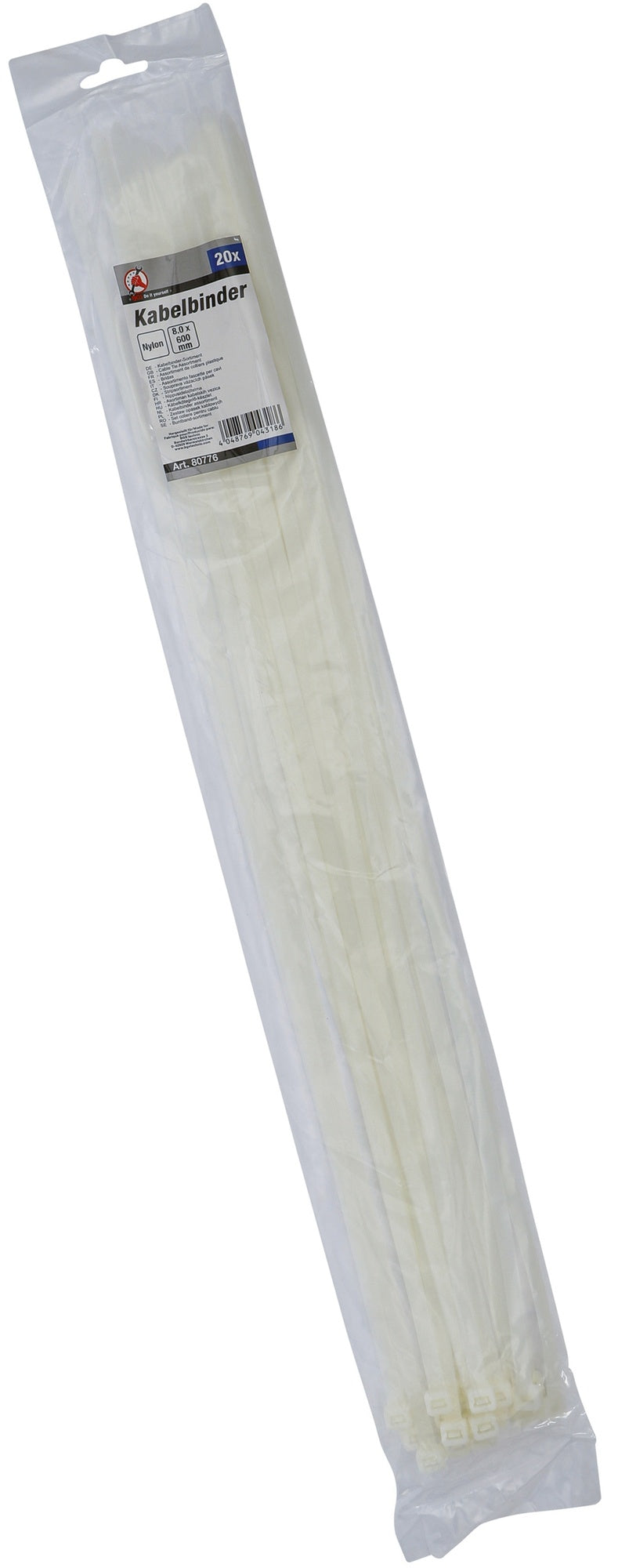 BGS DIY 80776 Sortiment Kabelbinder weiß 8,0 x 600mm 20 teilig