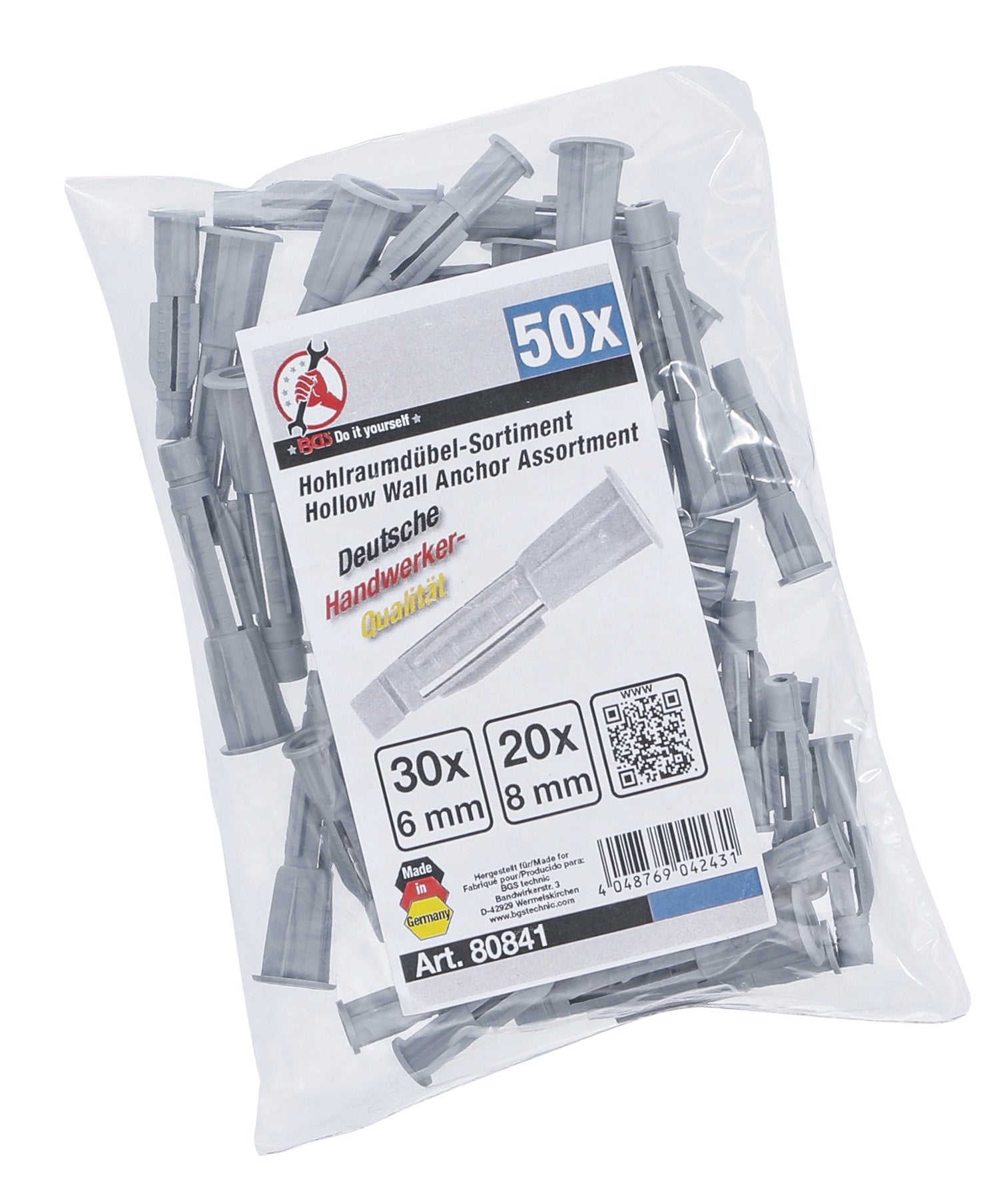 BGS DIY 80841 Sortiment Hohlraumdübel 50 teilig
