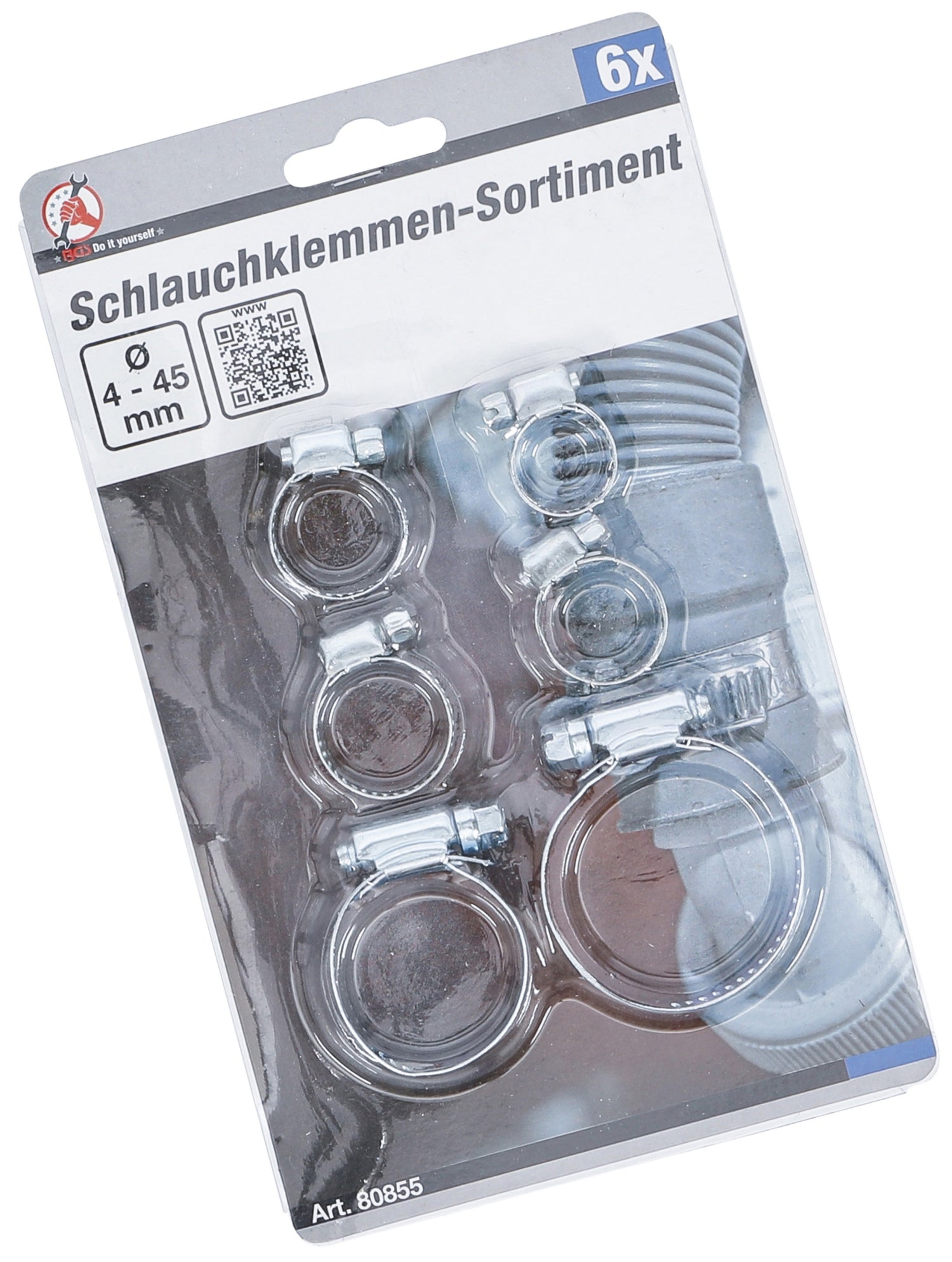 BGS DIY 80855 Sortiment Schlauchklemmen Durchmesser Ø 4 - 45mm 6 teilig