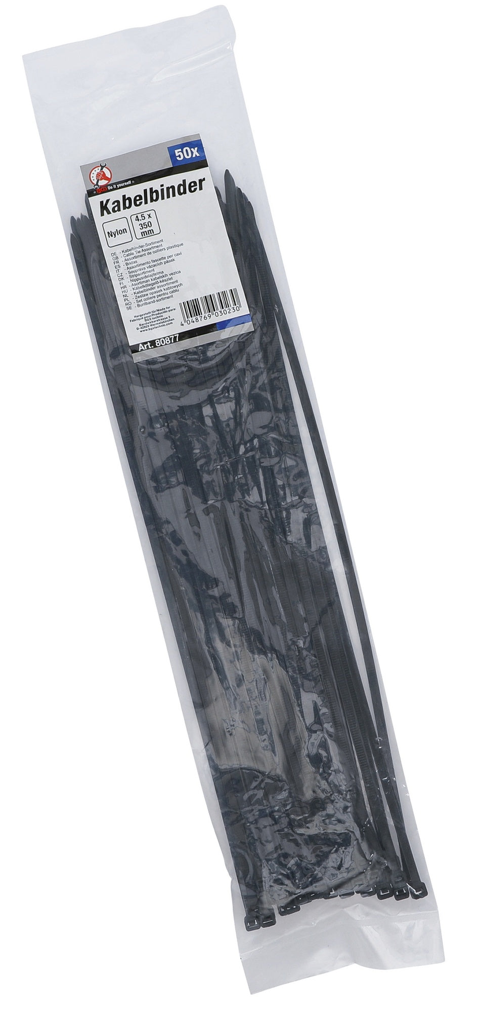 BGS DIY 80877 Sortiment Kabelbinder schwarz 4,5 x 350mm 50 teilig