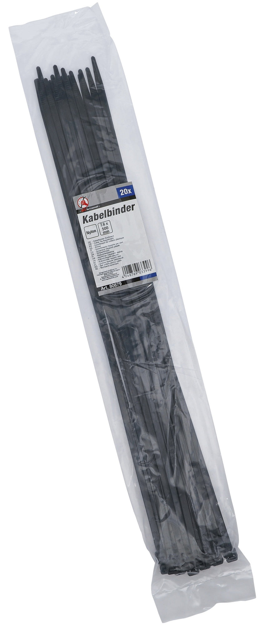 BGS DIY 80879 Sortiment Kabelbinder schwarz 7,6 x 500mm 20 teilig