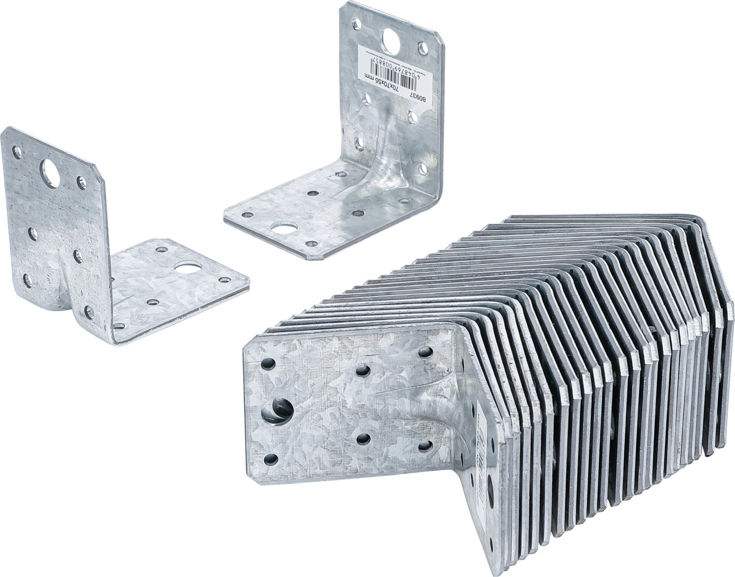 BGS DIY 80937-25 Satz Winkelverbinder 70 x 70 x 55 x 2,5mm Sparpack 25 Stück