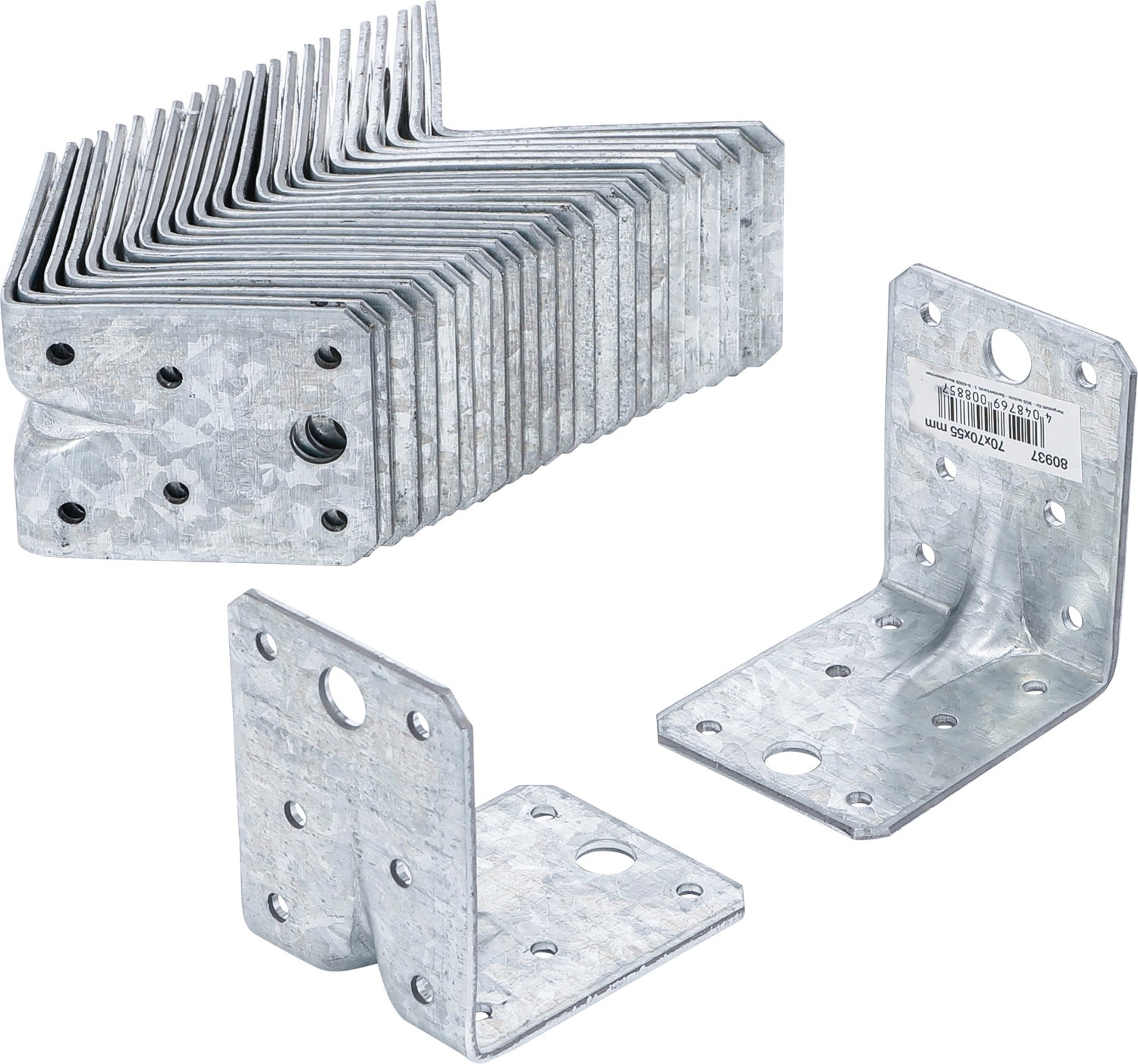 BGS DIY 80937-25 Satz Winkelverbinder 70 x 70 x 55 x 2,5mm Sparpack 25 Stück