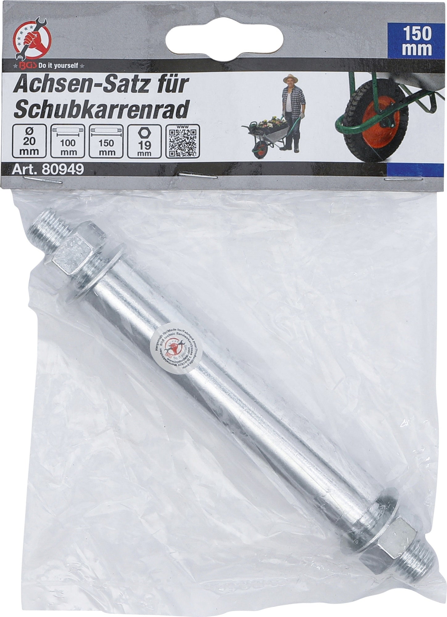 BGS DIY 80949 Achsensatz für Schubkarrenrad Ø20mm