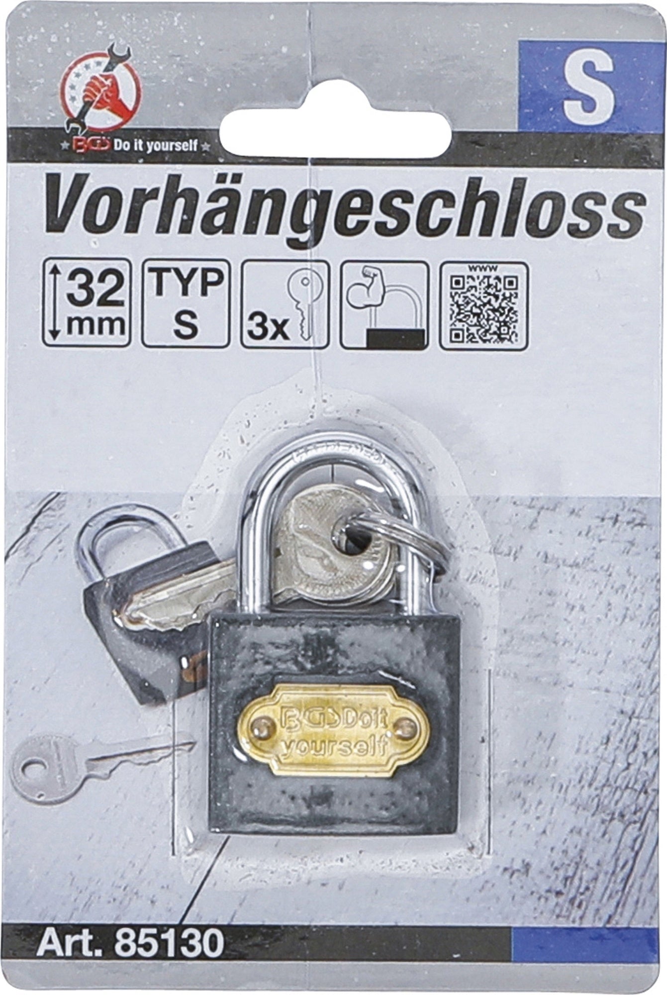 BGS DIY 85130 Vorhängeschloss Typ S2 32mm