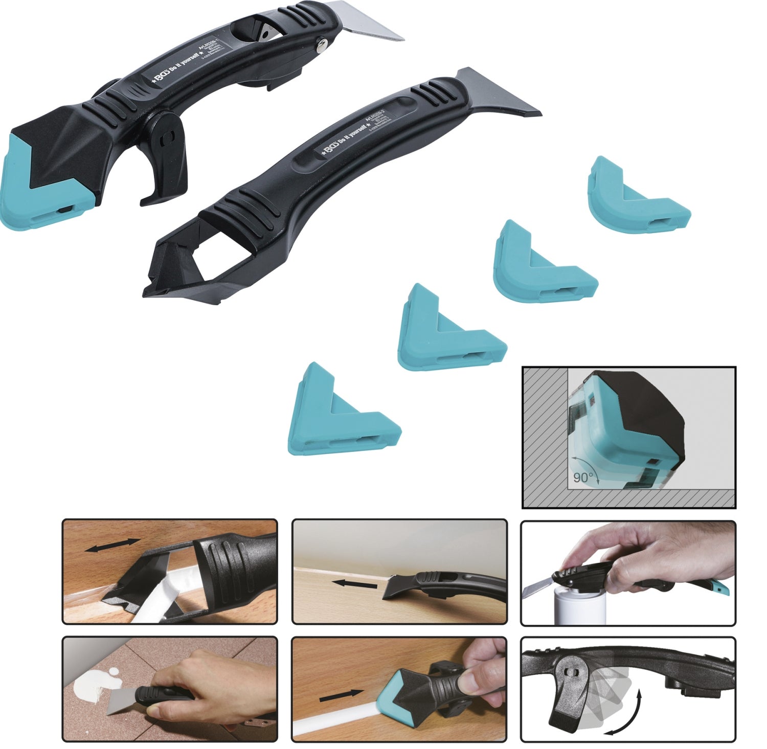 BGS DIY 85209 Satz Silikon Fugenentferner & Spachtel 7 teilig