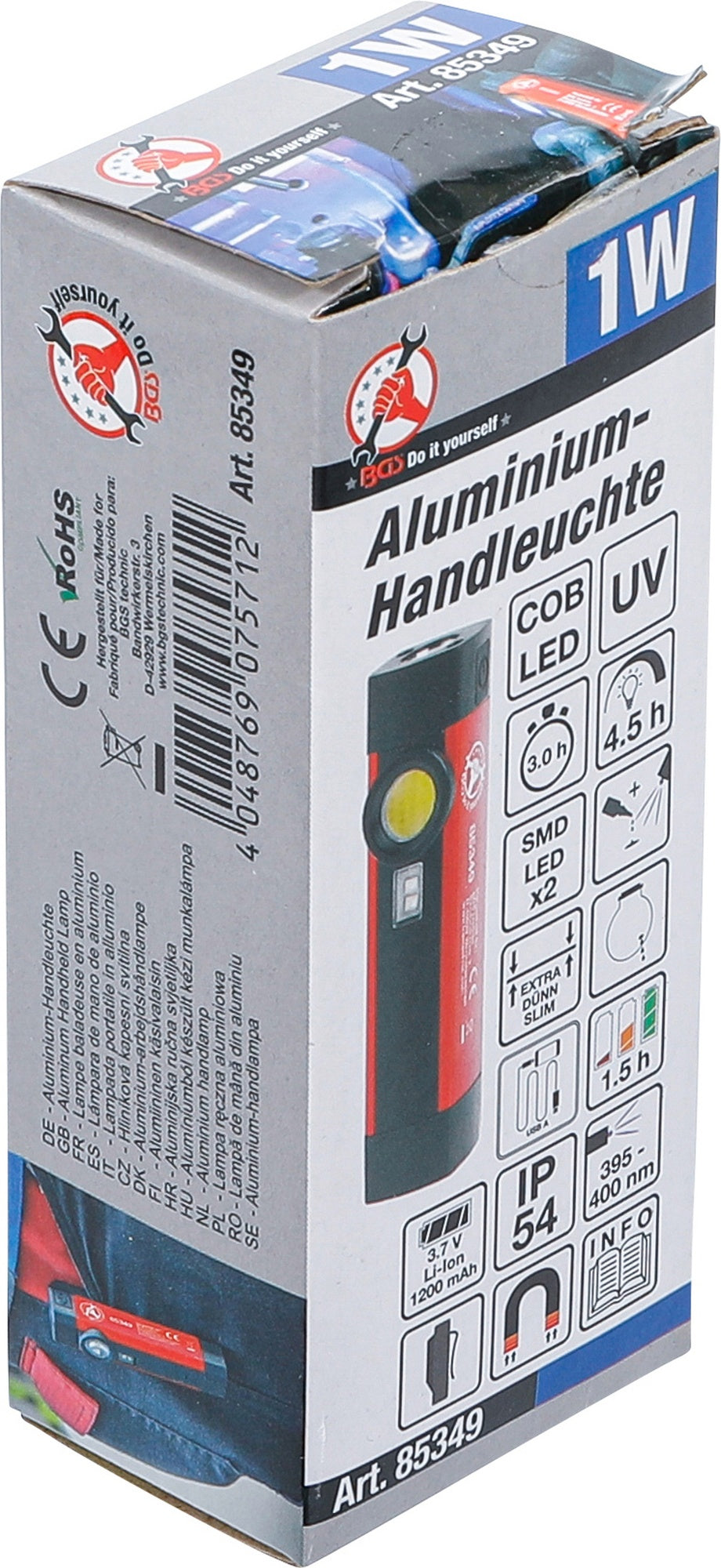 BGS DIY 85349 COB-LED UV Aluminium Handleuchte 1 Watt