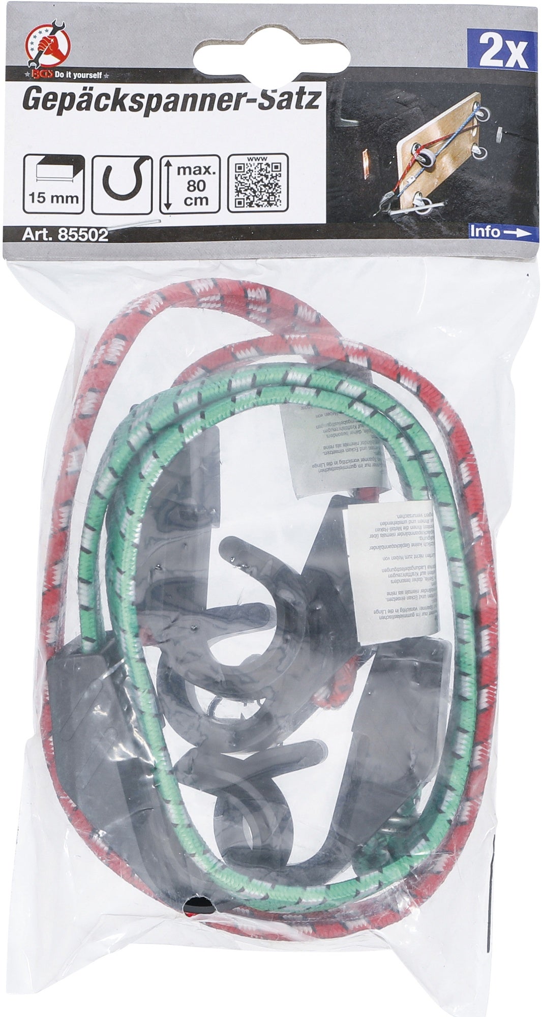 BGS DIY 85502 Satz Gepäckspanner Länge 600 - 800mm 2 teilig mit Haken