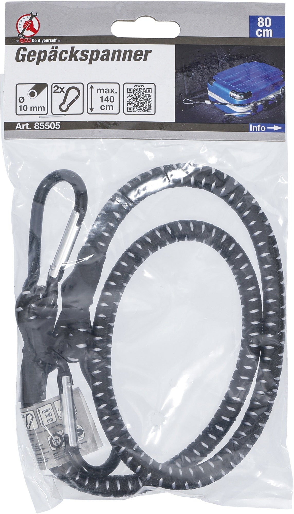 BGS DIY 85505 Gepäckspanner Länge 800-1400mm mit 2 Karabinerhaken