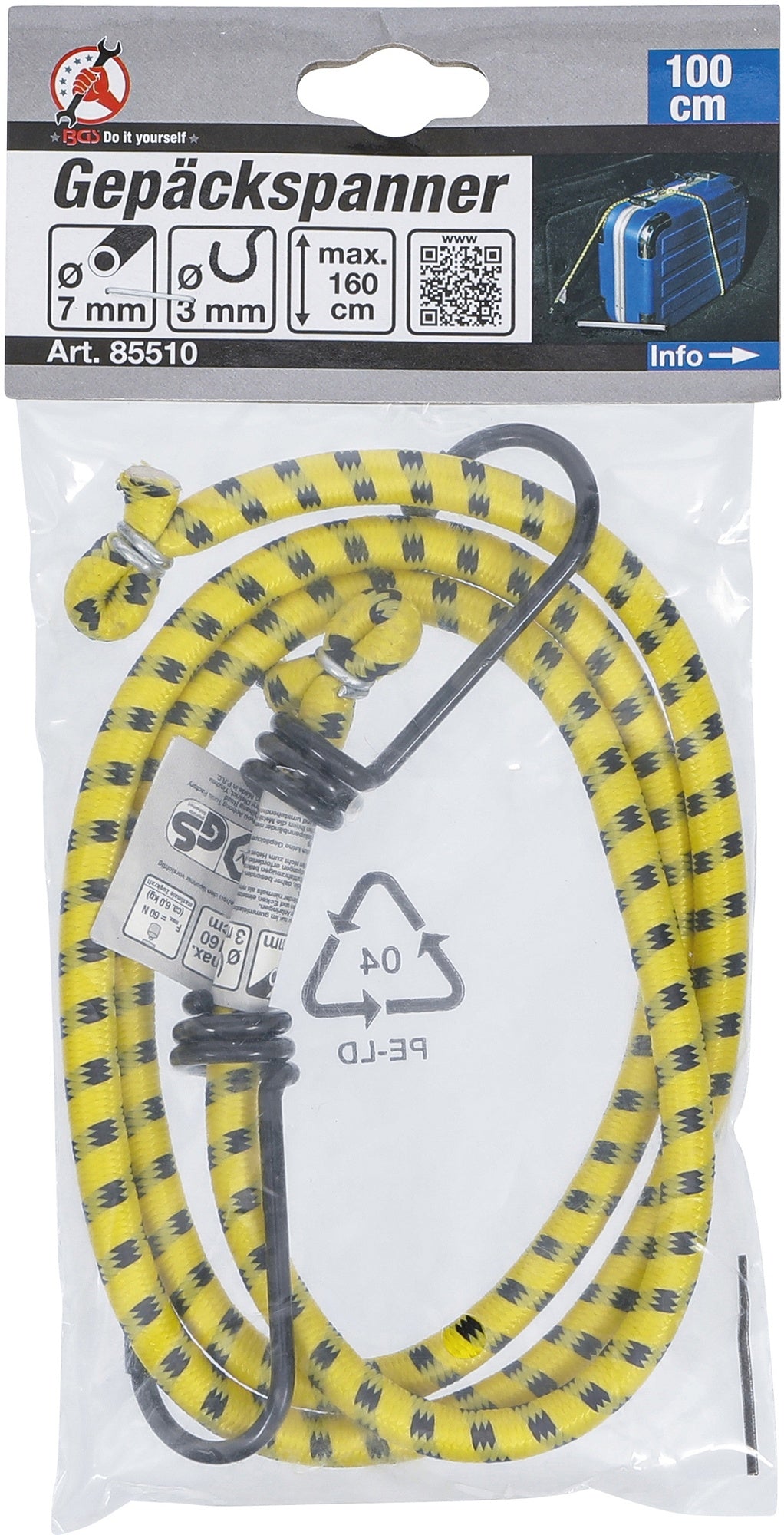 BGS DIY 85510 Gepäckspanner Länge 1000 - 1600mm mit Haken