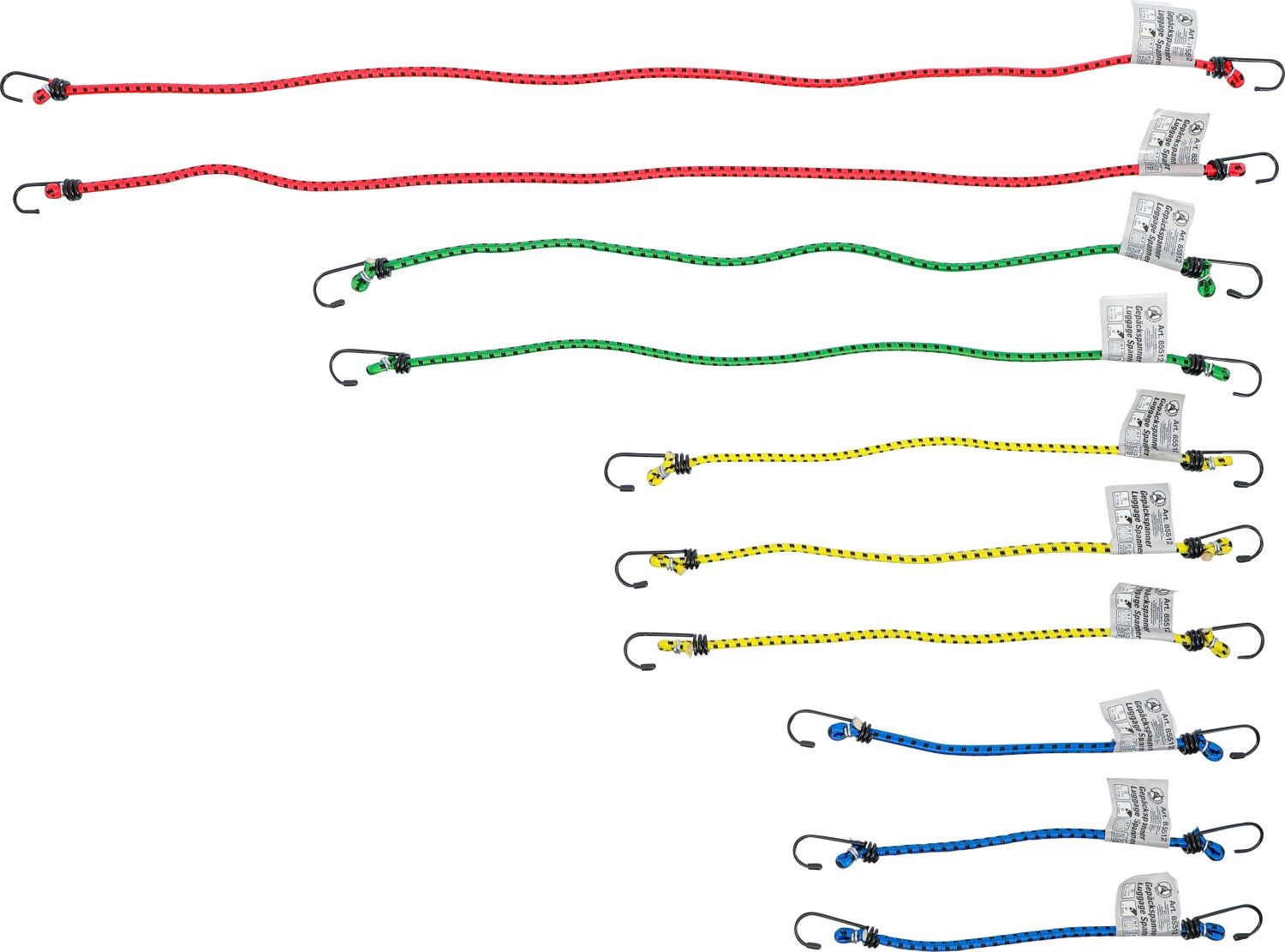BGS DIY 85512 Satz Gepäckspanner Länge 300-800mm 10 teilig