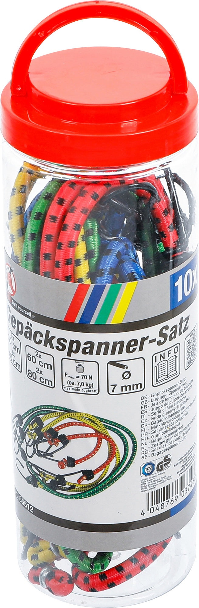 BGS DIY 85512 Satz Gepäckspanner Länge 300-800mm 10 teilig