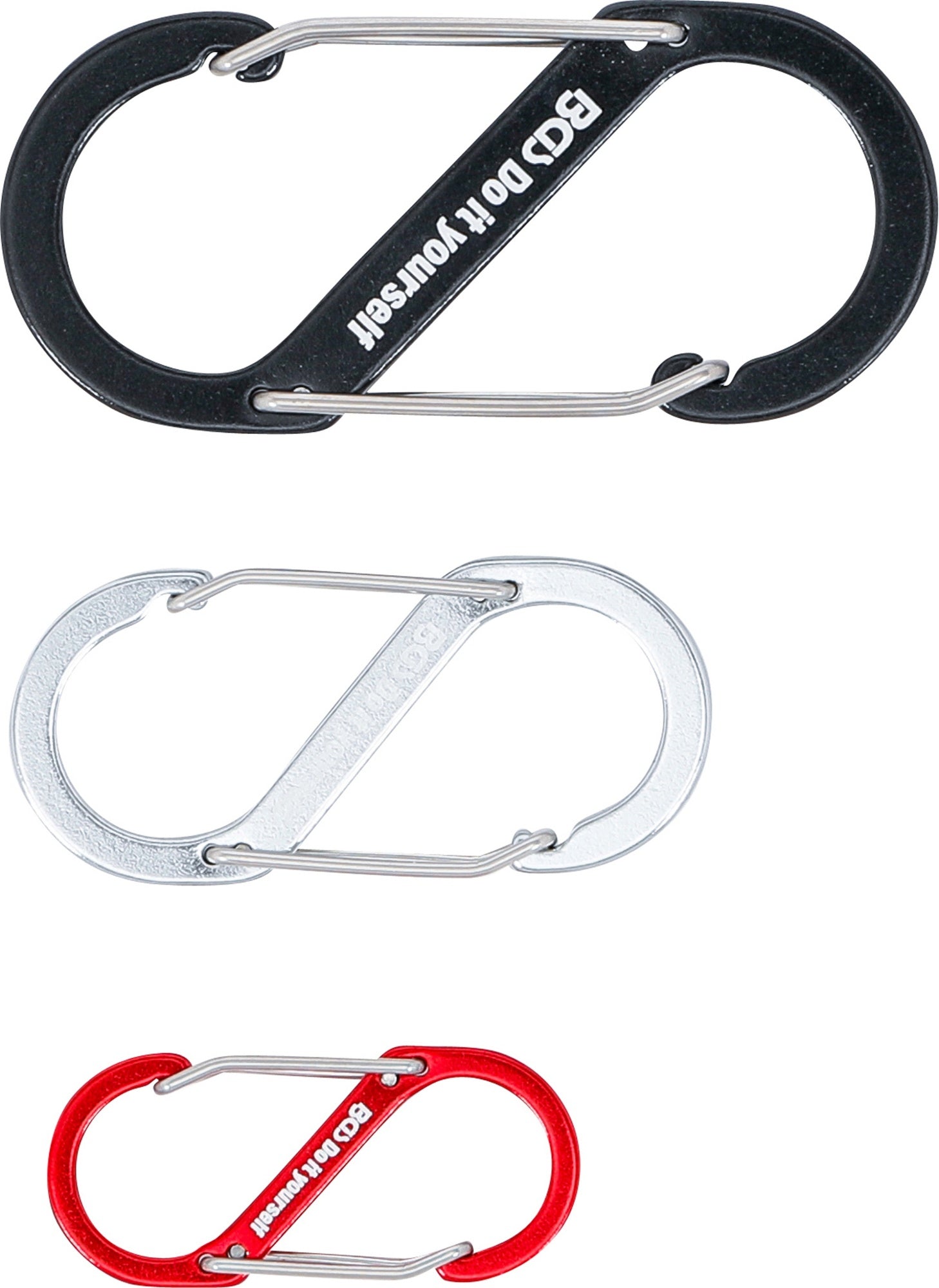 BGS DIY 85783 Sortiment Karabinerhaken mit Doppelöffnung Aluminium 3 teilig