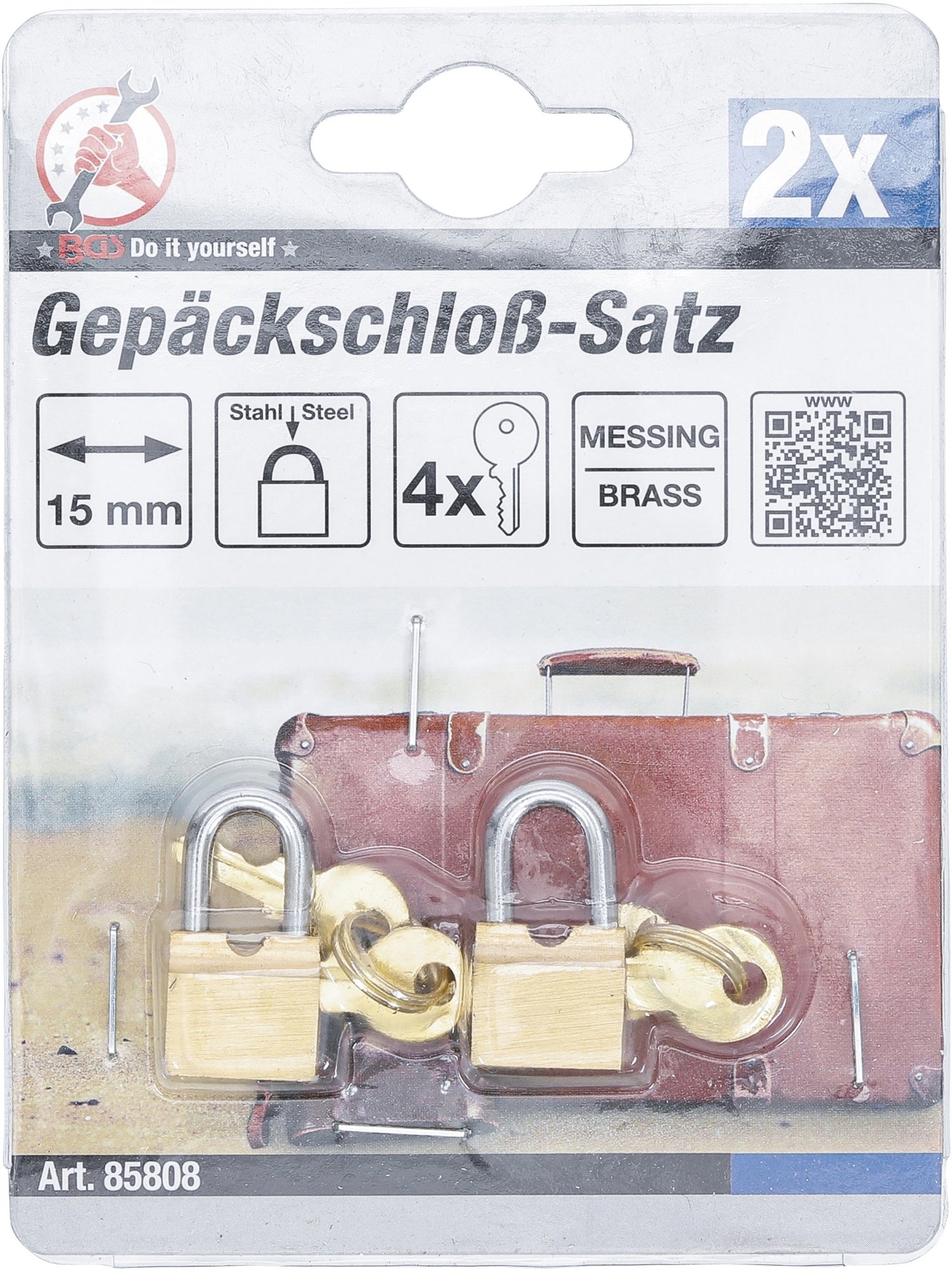 BGS DIY 85808 Satz Gepäckschlösser 15mm 2 teilig