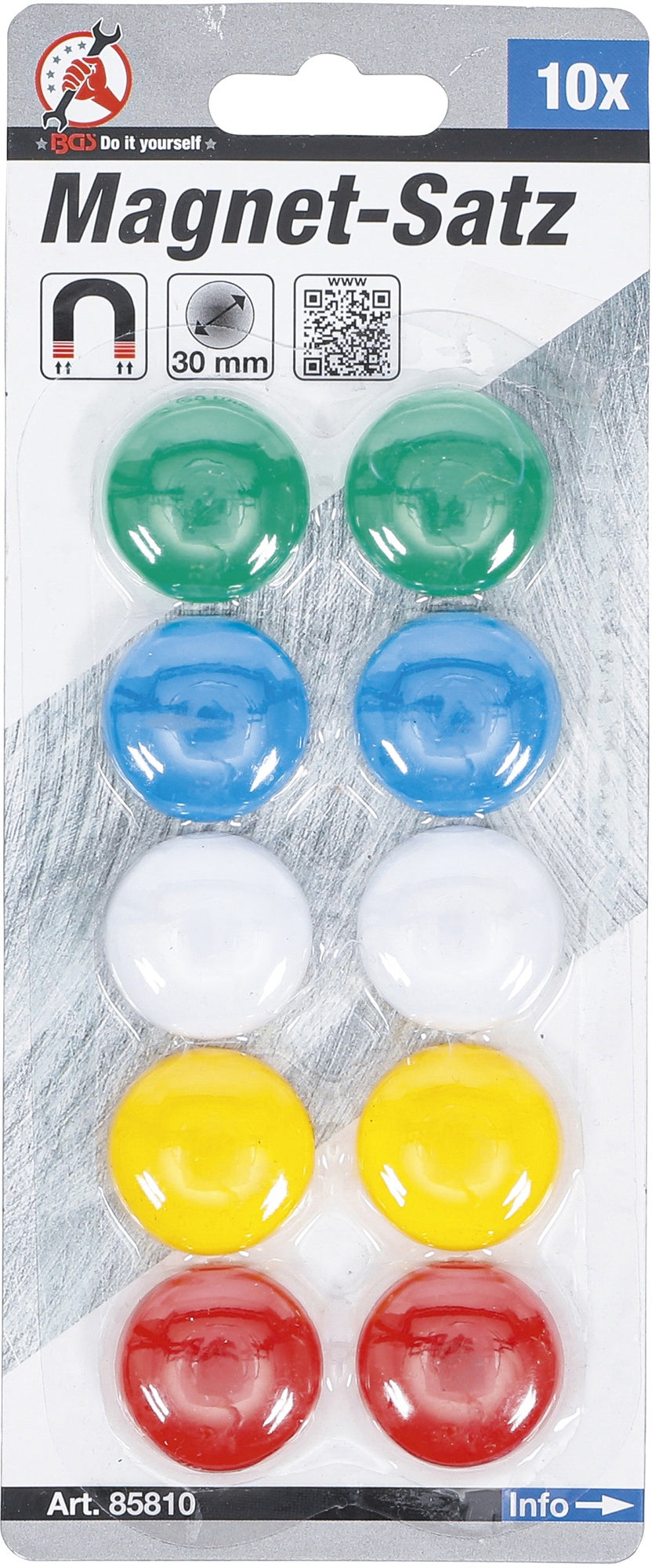BGS DIY 85810 Satz Magnete rund Ø 30mm 10 teilig