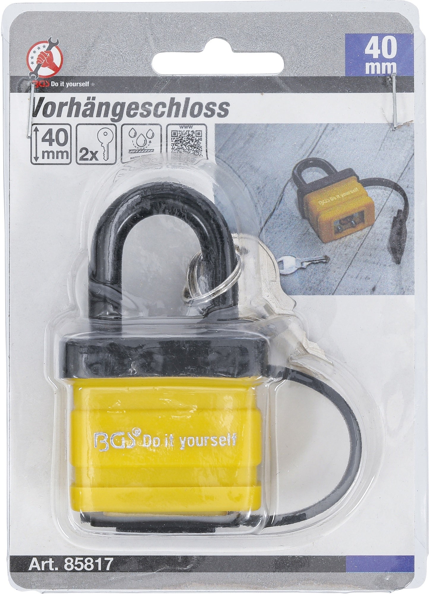 BGS DIY 85817 Vorhängeschloss wasserabweisend 40mm