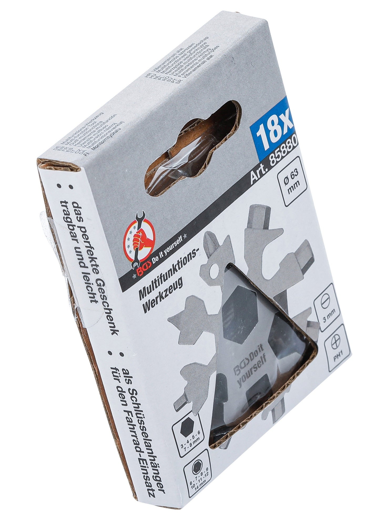 BGS DIY 85880 Multifunktionswerkzeug Schneeflocke 18-IN-1 Edelstahl