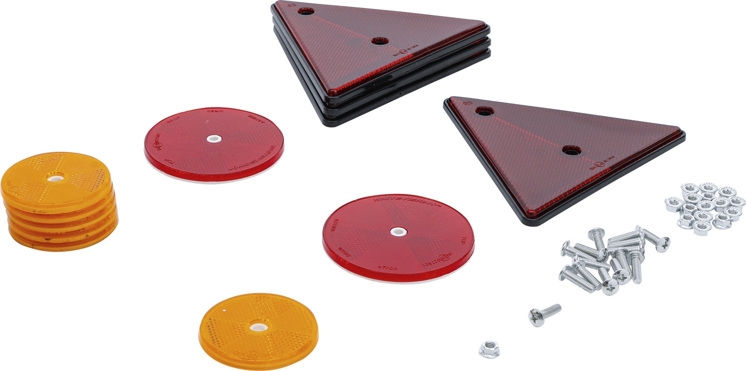 BGS DIY 8635 Satz Anhänger Reflektoren inklusive Befestigungsmaterial 12 teilig