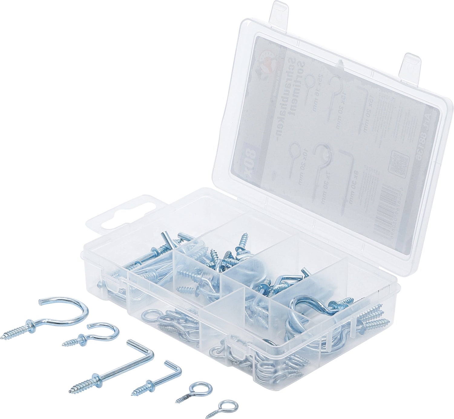 BGS DIY 88136 Sortiment Schraubhaken Ringhaken 80 teilig