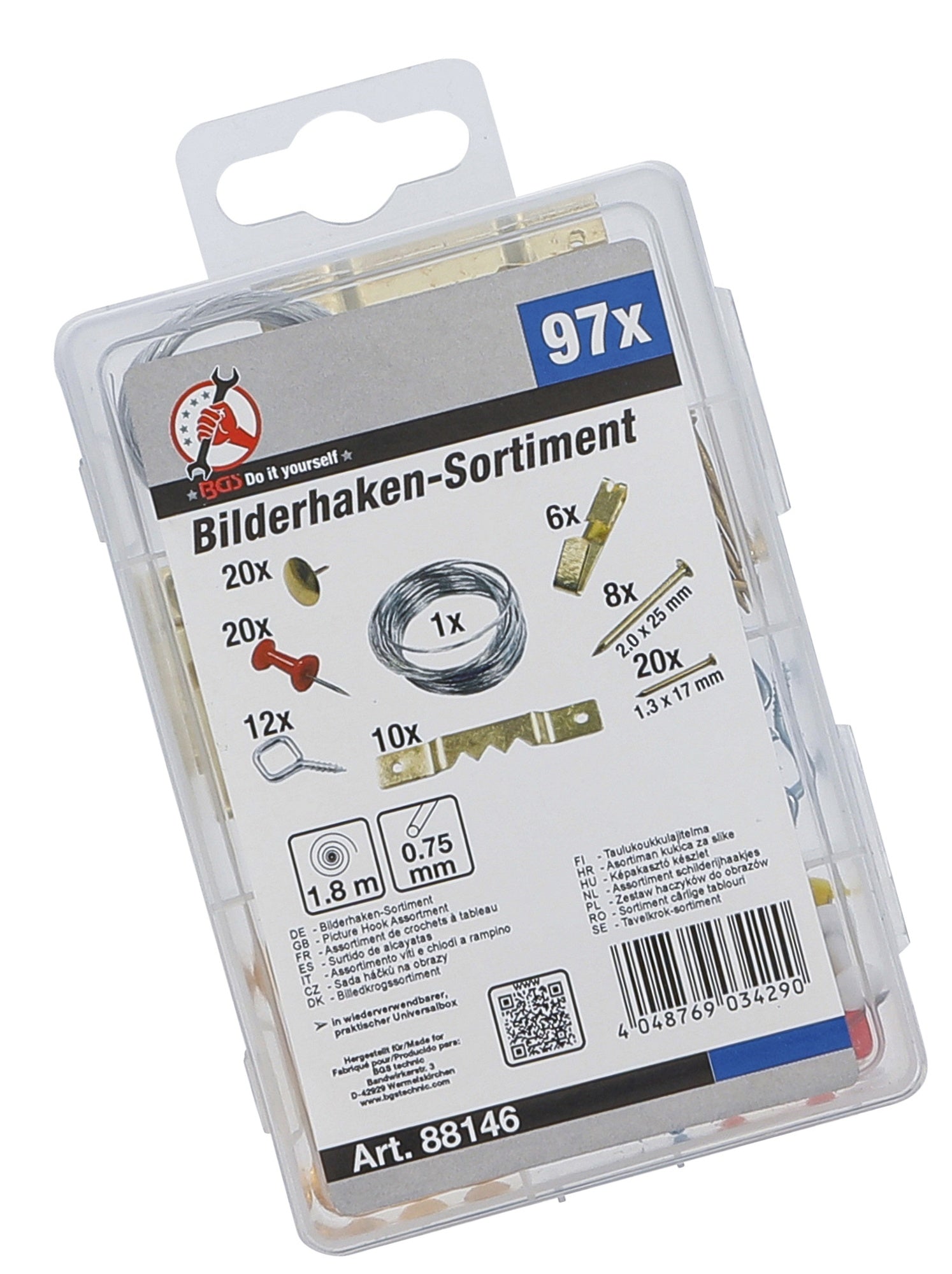 BGS DIY 88146 Sortiment Bilderhaken 97 teilig