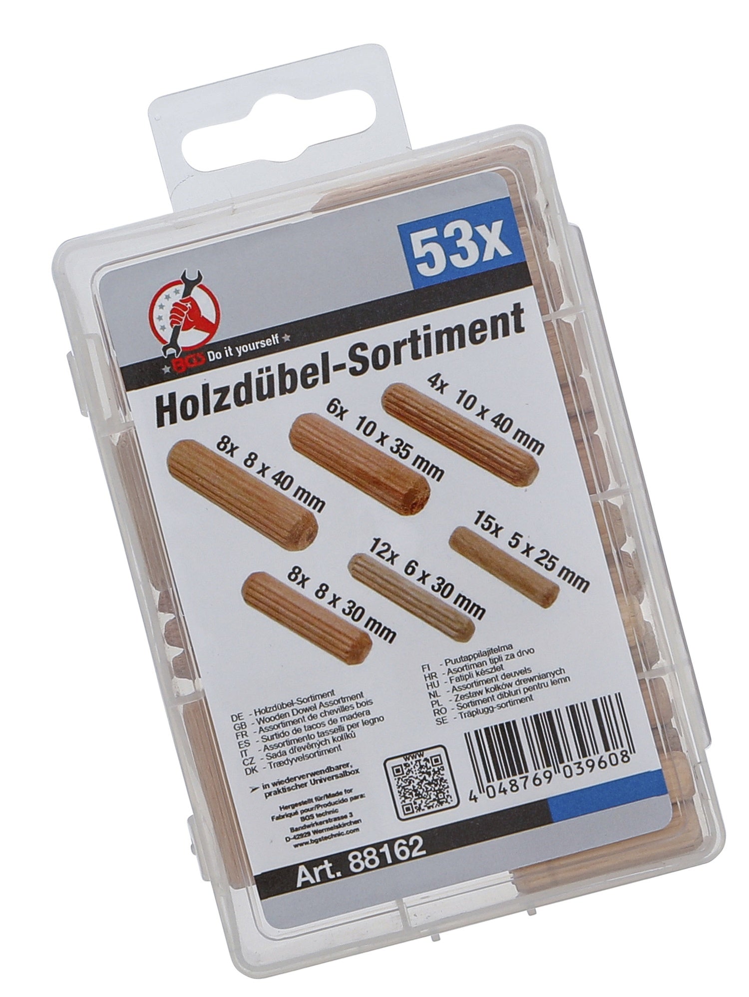 BGS DIY 88162 Sortiment Holzdübel 5 - 10mm 53 teilig
