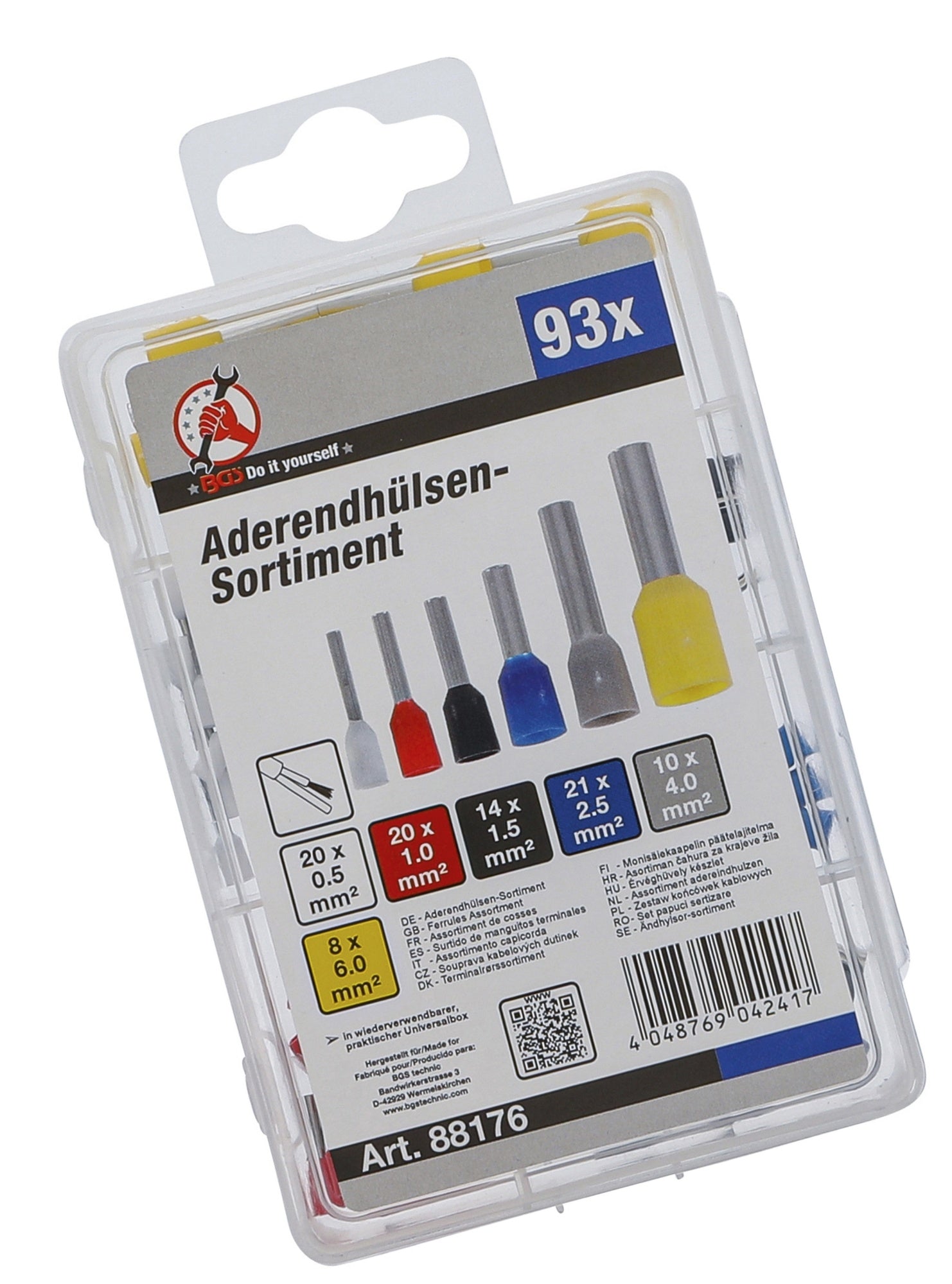 BGS DIY 88176 Sortiment Aderendhülsen isoliert 93 teilig