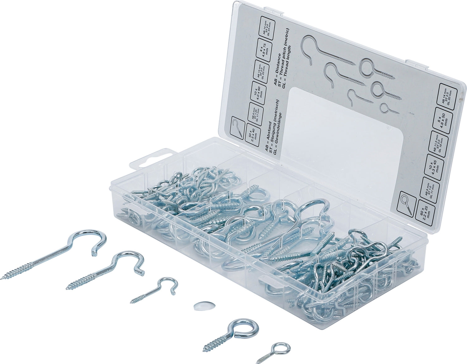 BGS DIY 88180 Sortiment Schraubhaken Ringhaken 142 teilig
