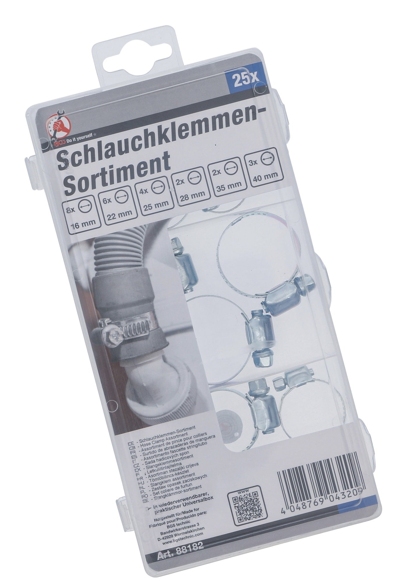 BGS DIY 88182 Sortiment Schlauchklemmen Durchmesser Ø 16 - 40mm 25 teilig