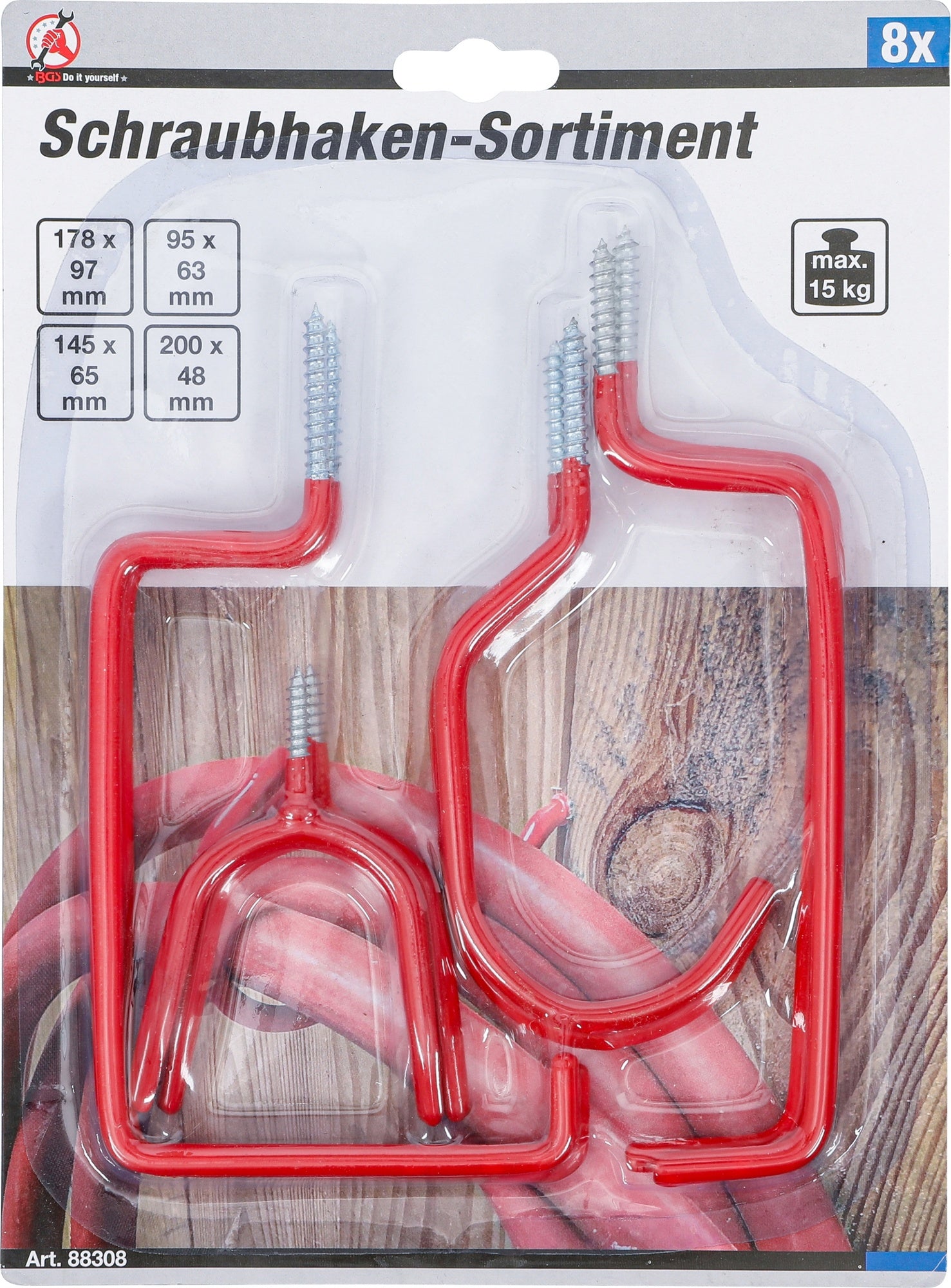 BGS DIY 88308 Sortiment Wand Decken Schraubhaken 8 teilig