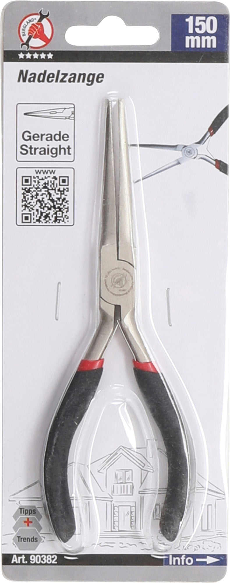 BGS DIY 90382 Nadelzange gerade mit Feder Länge 150mm