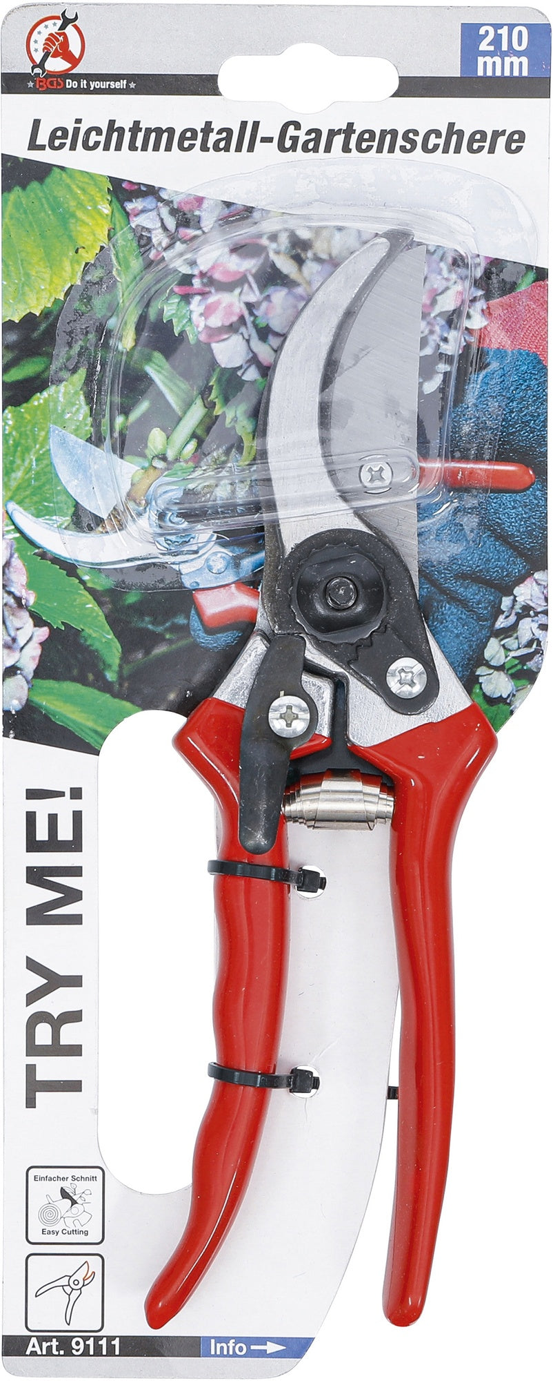 BGS DIY 9111 Leichtmetall Gartenschere Blumenschere 210mm
