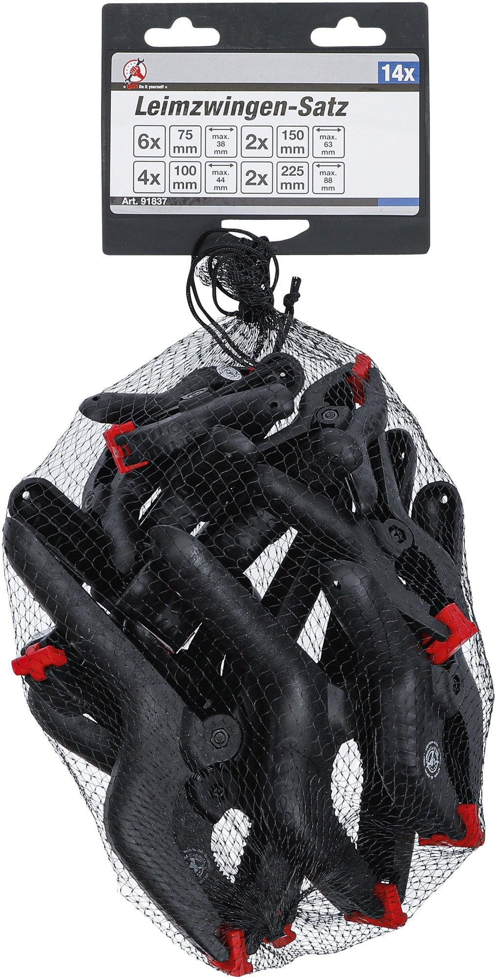 BGS DIY 91837 Satz Leimzwingen 4 verschiedene Längen & Spannbereiche 14 teilig