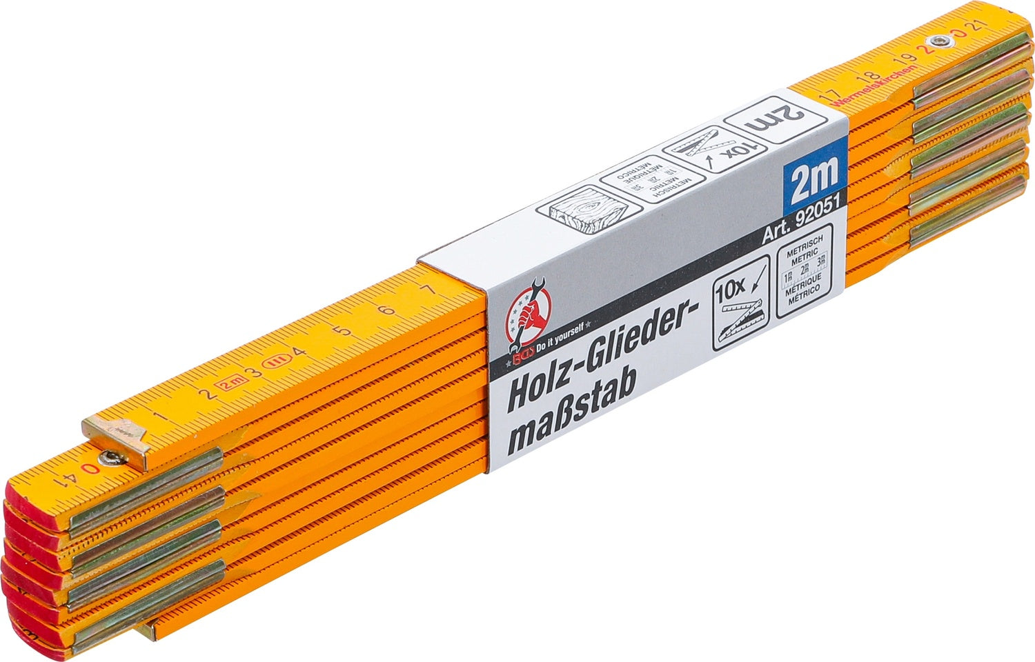 BGS DIY 92051 Gliedermaßstab aus Holz Länge 2m