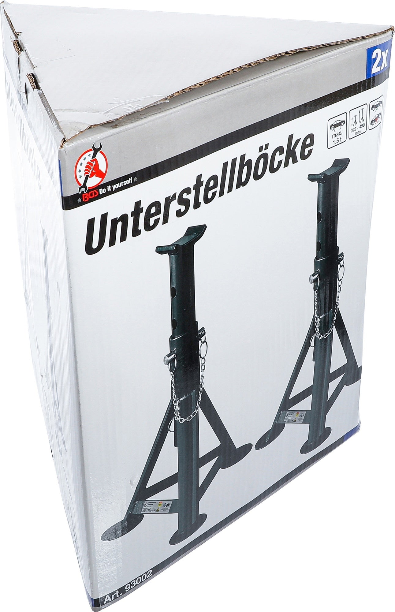 BGS DIY 93002 1 Paar Unterstellböcke Traglast 1500kg pro Paar Hub 322 - 490mm