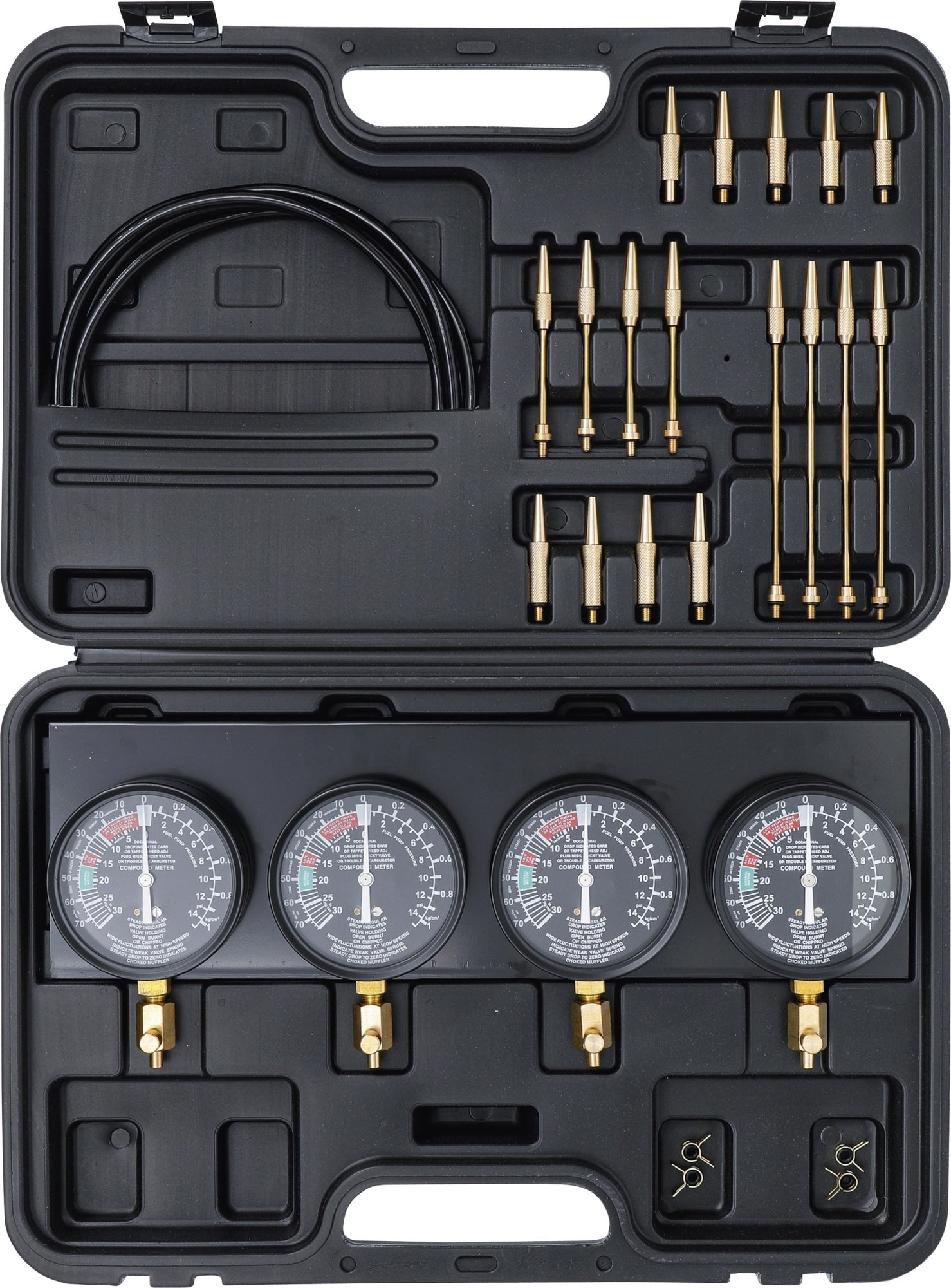BGS DIY 962670 Testgerät für Synchron-Vergaser mit 4 Synchronuhren 26 teilig