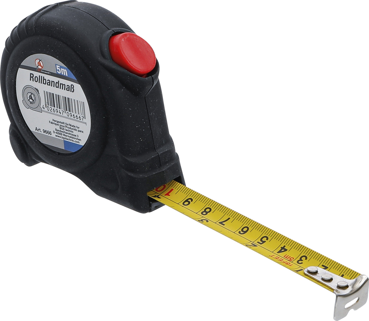 BGS DIY 9666 Rollbandmaß metrische und Zoll Skalierung Länge 5m