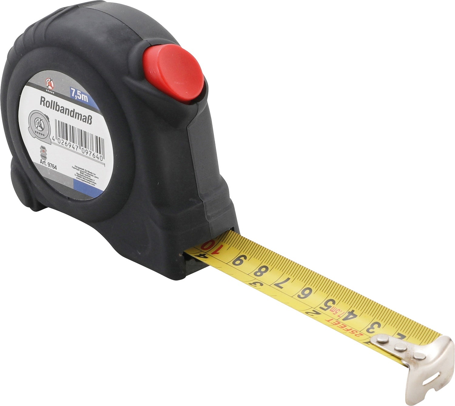 BGS DIY 9764 Rollbandmaß metrische und Zoll Skalierung Länge 7,5m