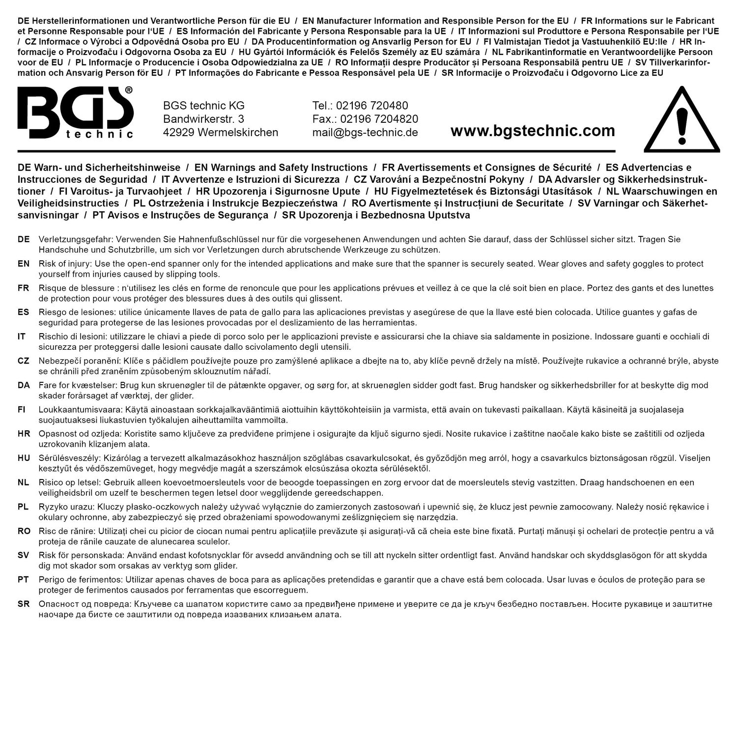 BGS 74564 Satz ZOLL Hahnenfußschlüssel Werkstatteinlage 2/3 12,5mm (1/2") Zollgrößen