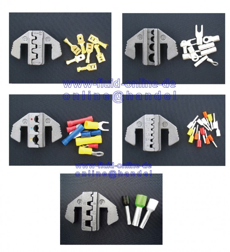 BGS 1410 Satz Kabelschuhzange / Crimpzange / Presszange mit 5 Wechselbacken für verschiedene Profile