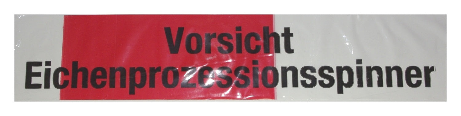 FLUID 10085 Absperrband Warnband Rot Weiß mit Aufdruck VORSICHT EICHENPROZESSIONSSPINNER Länge 500m