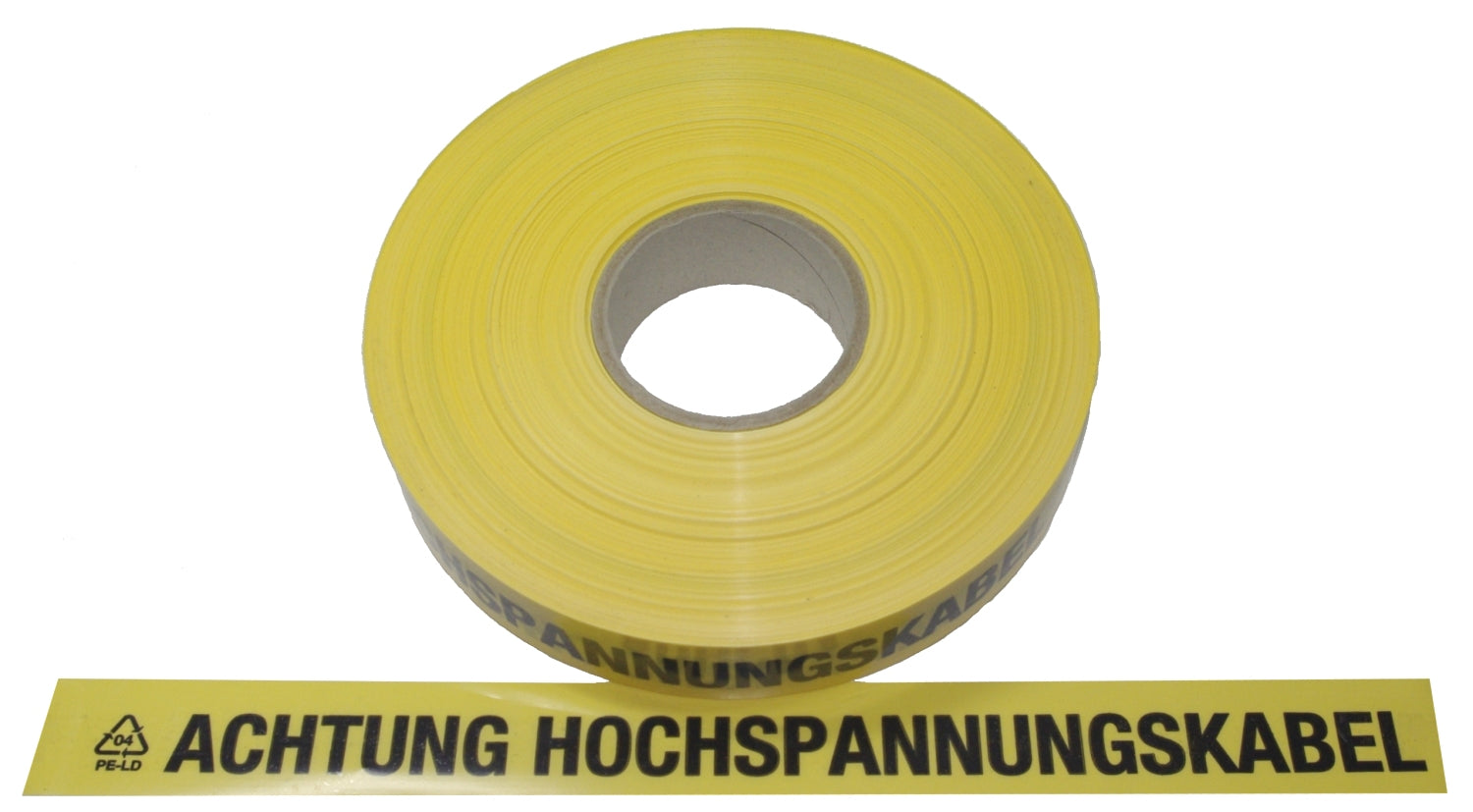 FLUID 20027 Trassenwarnband aus PE Gelb mit Aufdruck ACHTUNG HOCHSPANNUNGSKABEL Länge 250m
