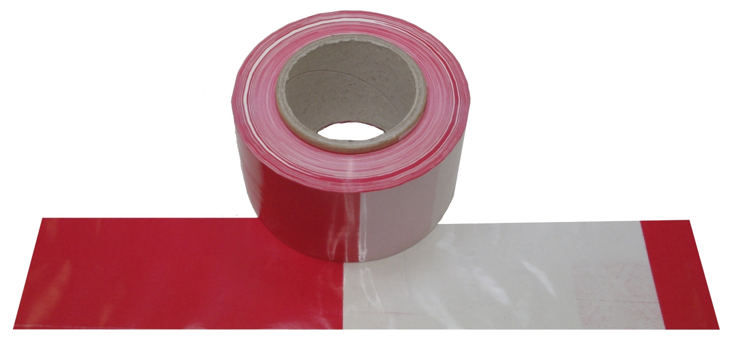 FLUID 10021 Absperrband Warnband EXTREM REISSFEST Rot Weiß gerade / geblockt Länge 250m