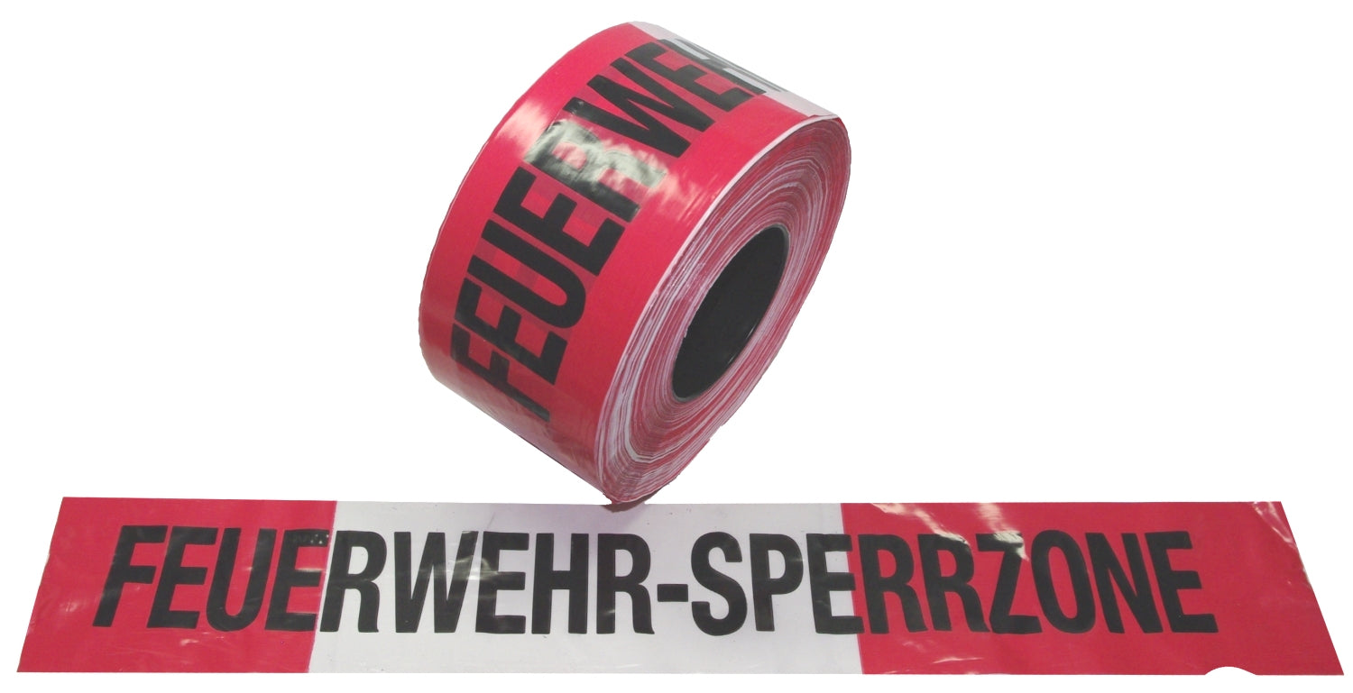 FLUID 10029 Absperrband Warnband EXTREM REISSFEST Rot Weiß mit Aufdruck FEUERWEHR-SPERRZONE Länge 500m