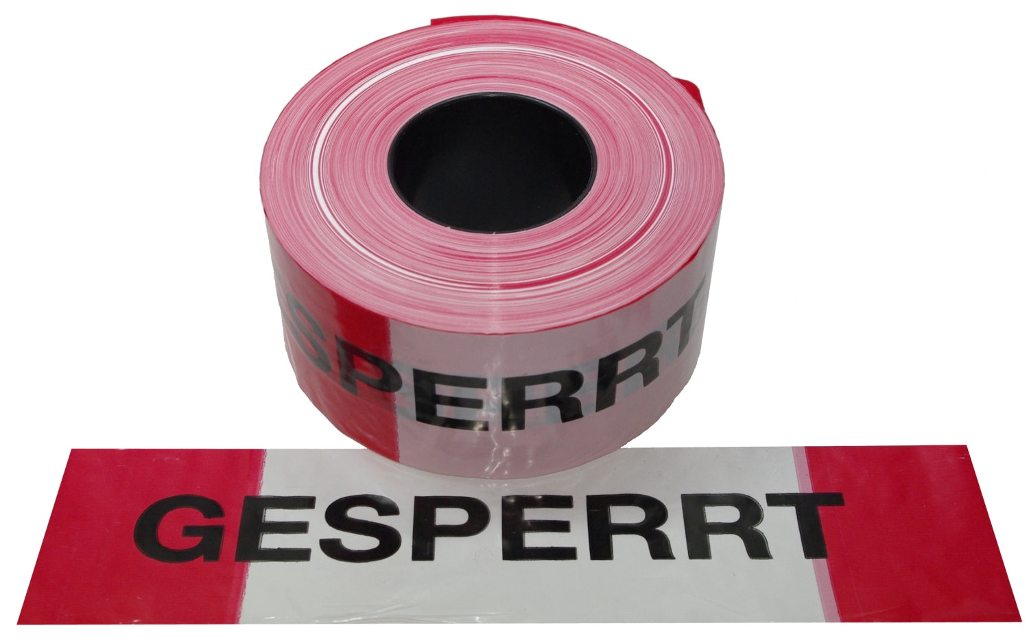 FLUID 10032 Absperrband Warnband EXTREM REISSFEST Rot Weiß mit Aufdruck GESPERRT Länge 500m