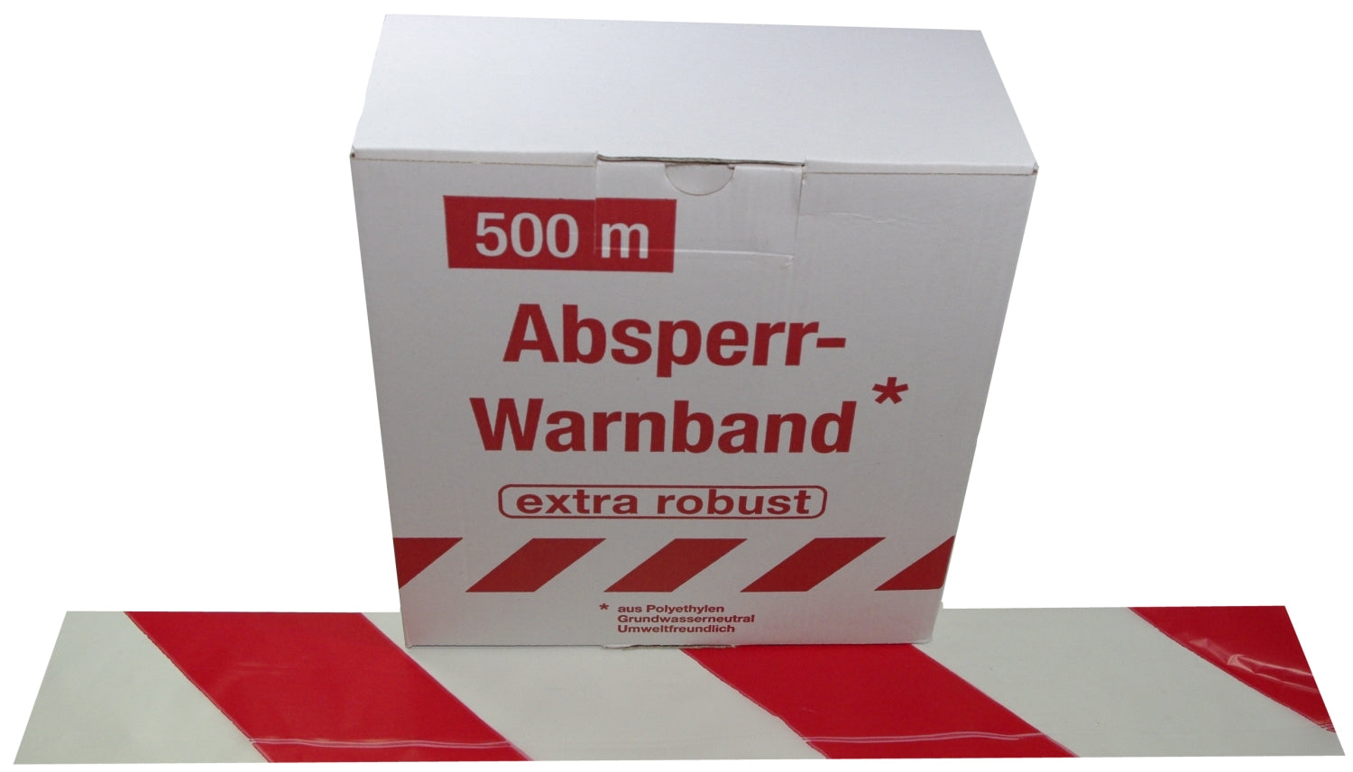 FLUID 100471 Absperrband Warnband ROBUST Rot Weiß quer gestreift Länge 500m