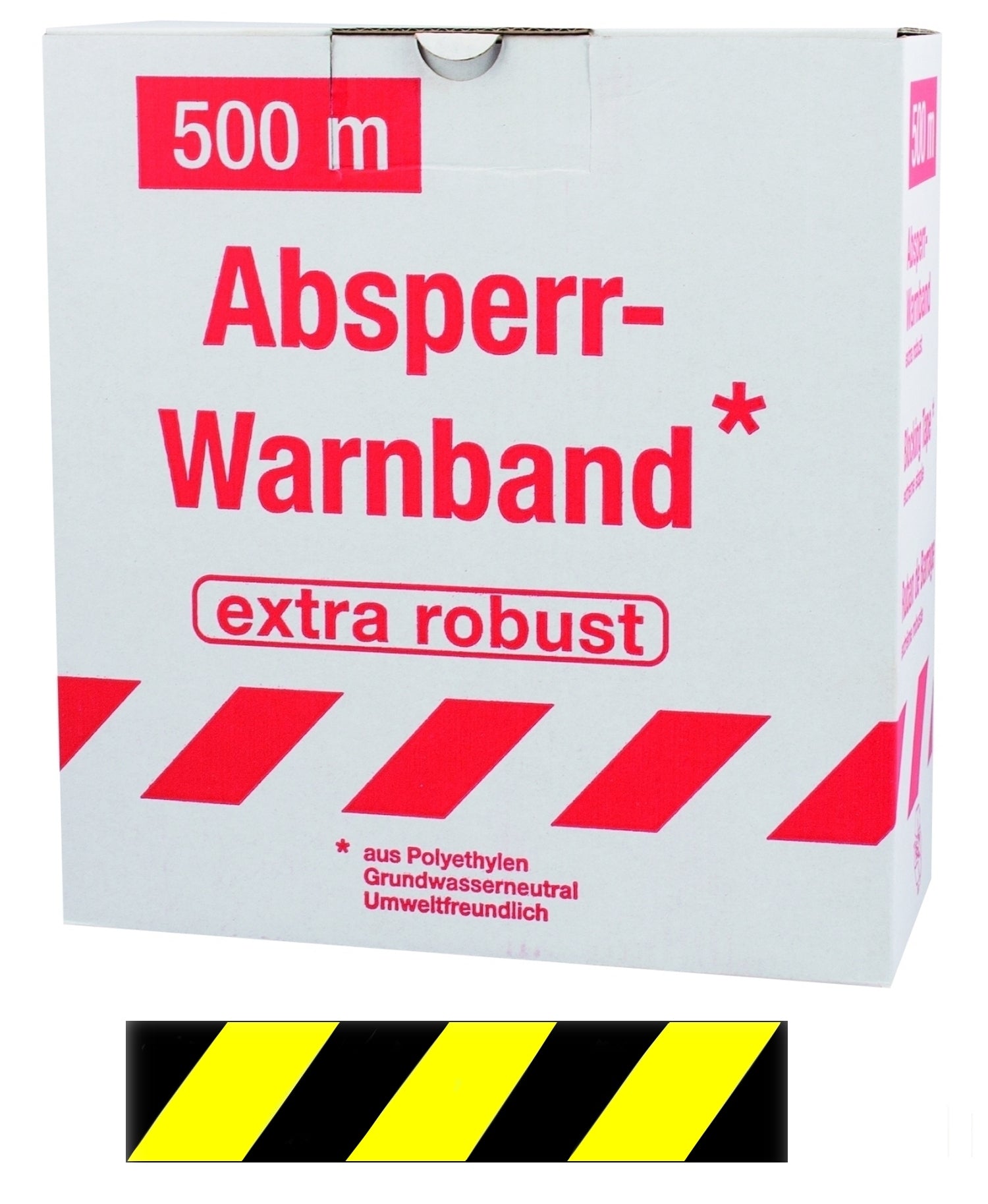 FLUID 100481 Absperrband Warnband ROBUST Gelb Schwarz quer gestreift Länge 500m