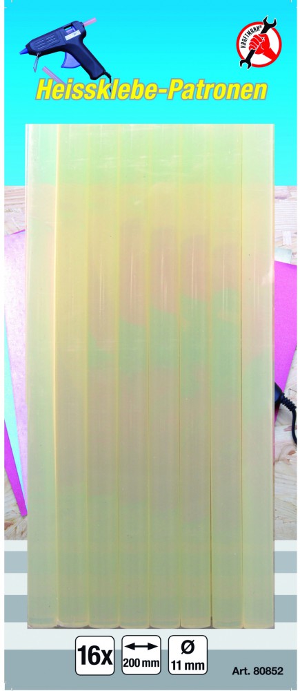 BGS DIY 80852 Packung Heißklebepatronen Ø 11mm x 200mm 16 teilig