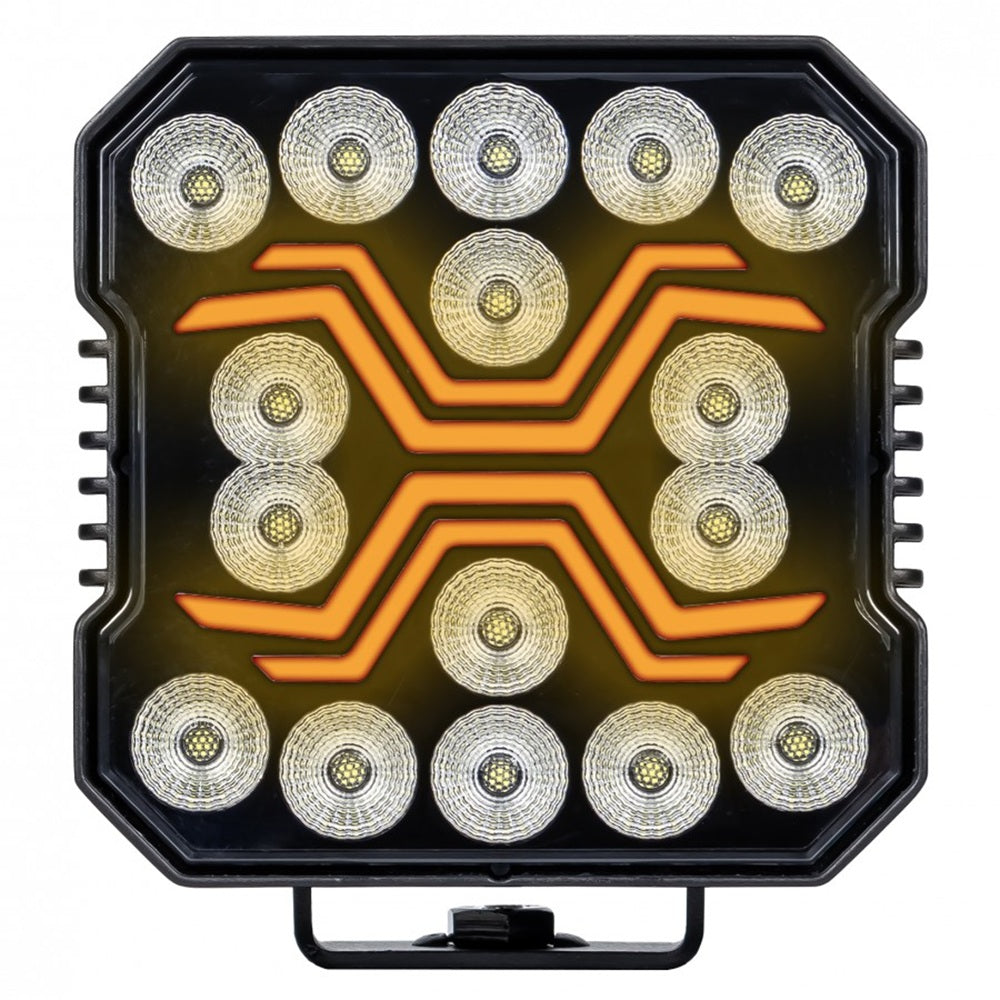 KAMAR L0194 LED Arbeitsscheinwerfer X-SPIDER 16x LED mit gelber LED-Lichtleiste 12/24 Volt