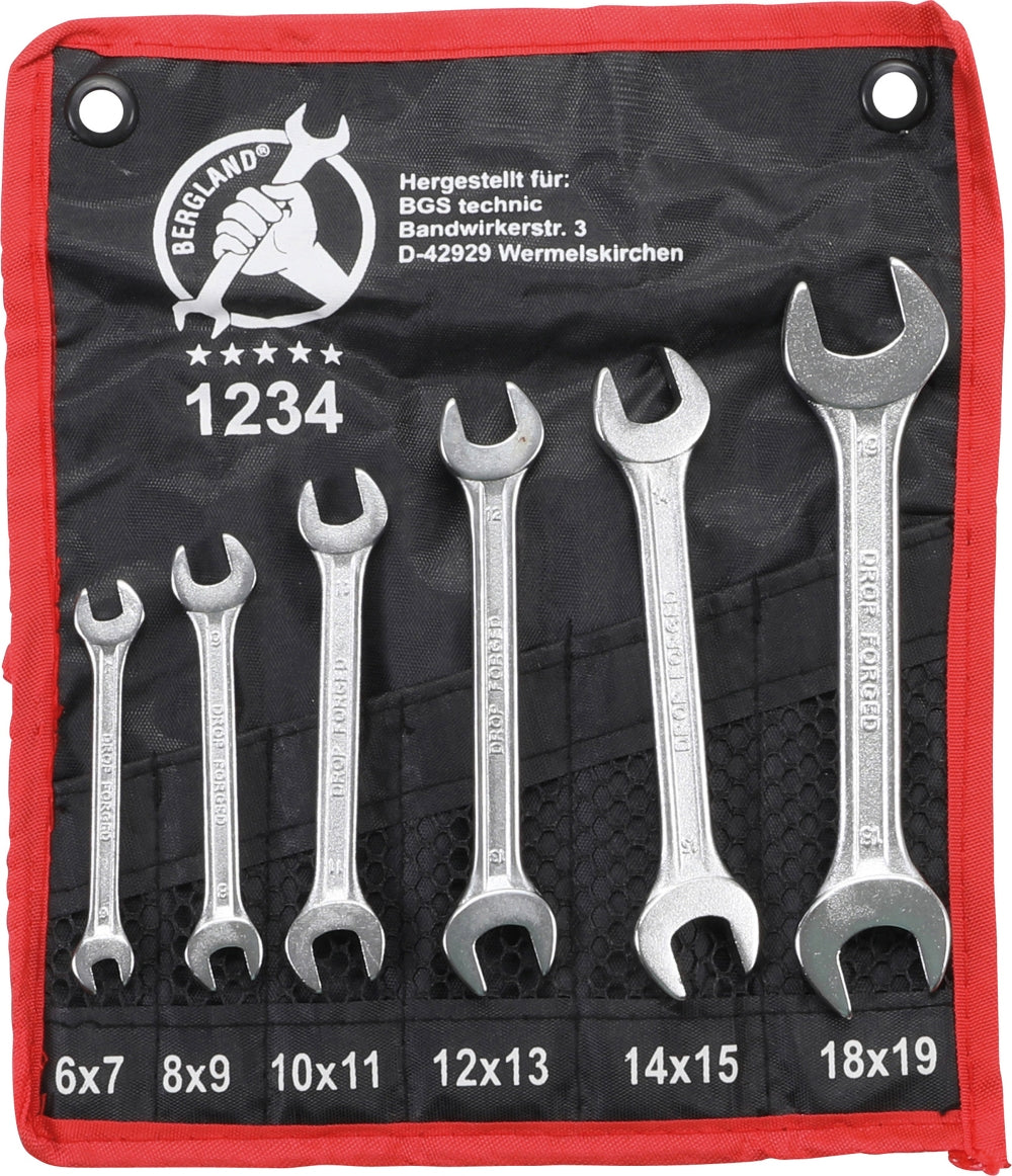 BGS DIY 1234 Satz Doppelmaulschlüssel SW 6 x 7 - 18 x 19mm metrisch warm geschmiedet 6 teilig