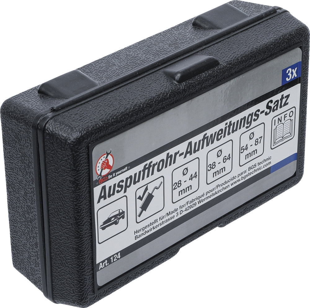 BGS DIY 124 Satz Auspuffaufweiter / Rohraufweiter 3 teilig Aufweitungen von 28 - 89mm